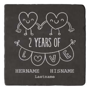 2nd Anniversary Gift For Her Chalk Personalized Trivet