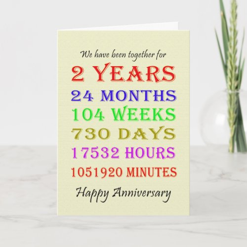 2nd Anniversary Milestones Card