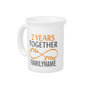 2nd Anniversary Mr. & Mrs Infinity Personalized Beverage Pitcher