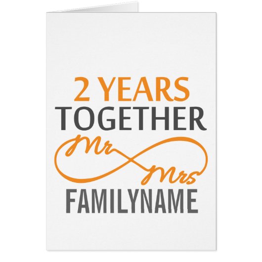 2nd Anniversary Mr. & Mrs Infinity Personalized Cards (Front)