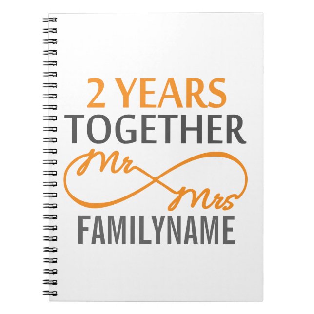 2nd Anniversary Mr. & Mrs Infinity Personalized Notebook (Front)