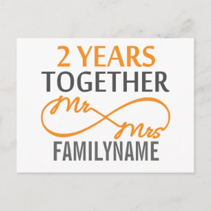 2nd Anniversary Mr. & Mrs Infinity Personalized Postcard