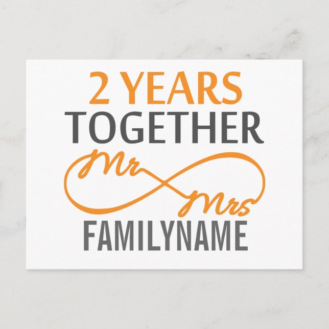 2nd Anniversary Mr. & Mrs Infinity Personalized Postcard (Front)