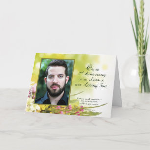 2nd Anniversary of Loving Son Death Custom Photo Card