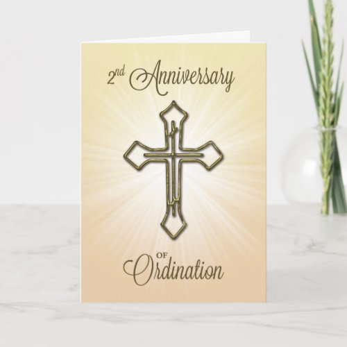 2nd Anniversary of Ordination Gold Cross Card