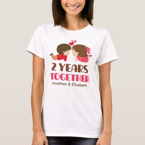 2nd Anniversary Personalized Couples T_shirt