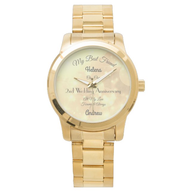 2nd Anniversary Wife personalised  Watch (Front)