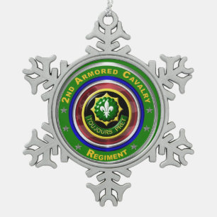 2nd Armored Cavalry Christmas Snowflake Pewter Christmas Ornament