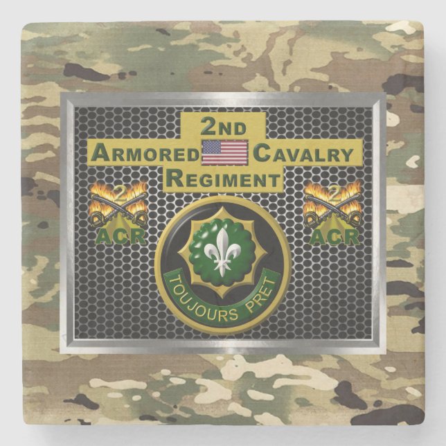 2nd Armored Cavalry Regiment “Always Ready” Stone Coaster (Front)