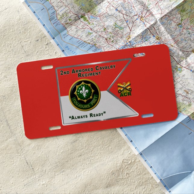 2nd Armored Cavalry Regiment Guidon License Plate (In Situ)