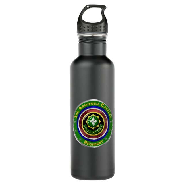2nd Armored Cavalry Regiment  Stainless Steel Water Bottle (Front)