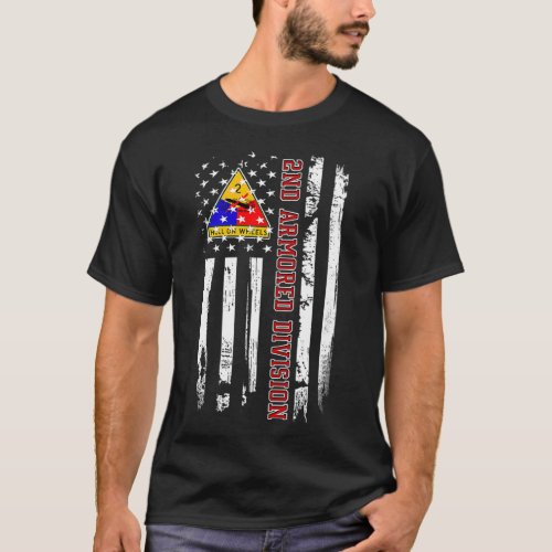 2nd Armored Division American Flag Veteran Day Fat T_Shirt