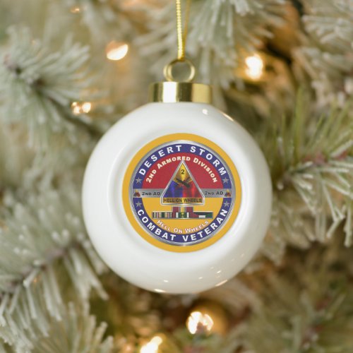 2nd Armored Division Desert Storm Veteran  Ceramic Ball Christmas Ornament