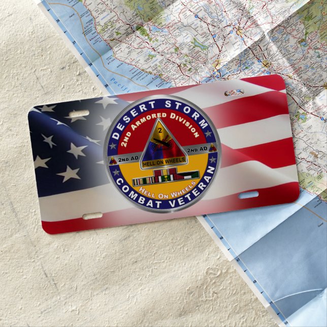 2nd Armored Division Desert Storm Veteran License  Plate (In Situ)