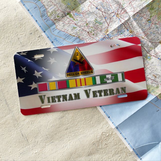 2nd Armored Division Vietnam Veteran License Plate (In Situ)