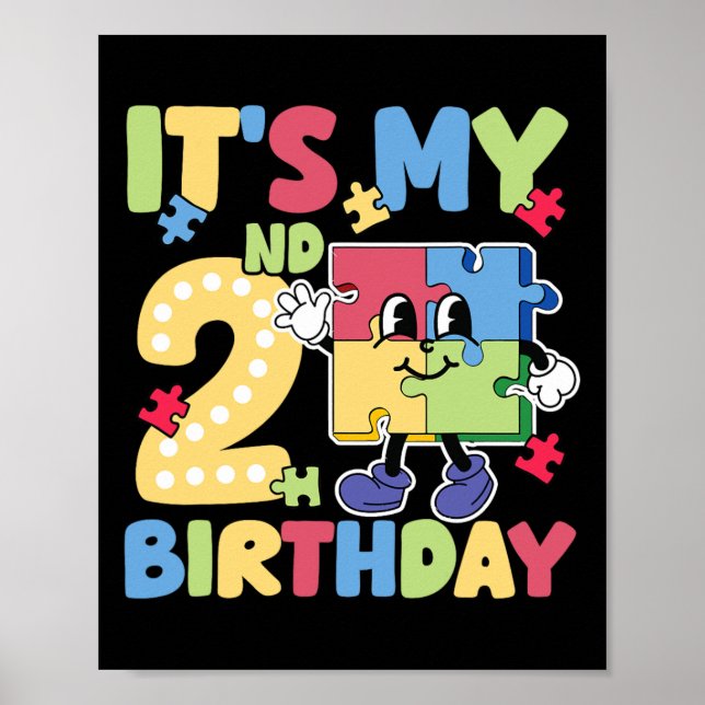 2nd Autism Birthday Party 2 Years Old Autistic Gir Poster (Front)
