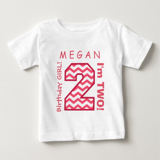 2nd BABY Birthday Big Number A30 PINK CHEVRONS Baby T-Shirt (Front)