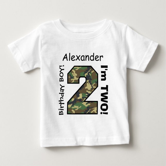 2nd BABY Birthday Big Sports Number A22 CAMO Baby T-Shirt (Front)