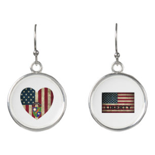 2nd Battalion 75th Ranger Reg American Heart Flag Earrings