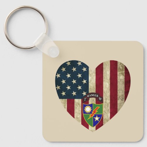 2nd Battalion  75th Ranger Reg American Heart Flag Keychain