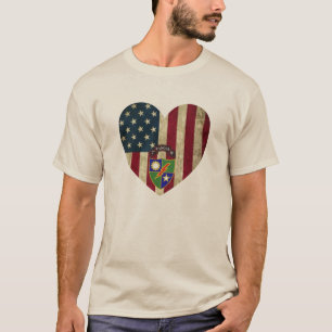 2nd Battalion 75th Ranger Reg American Heart Flag T-Shirt