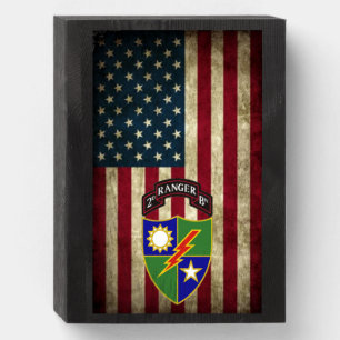 2nd Battalion - 75th Ranger Regiment - US Flag - Wooden Box Sign