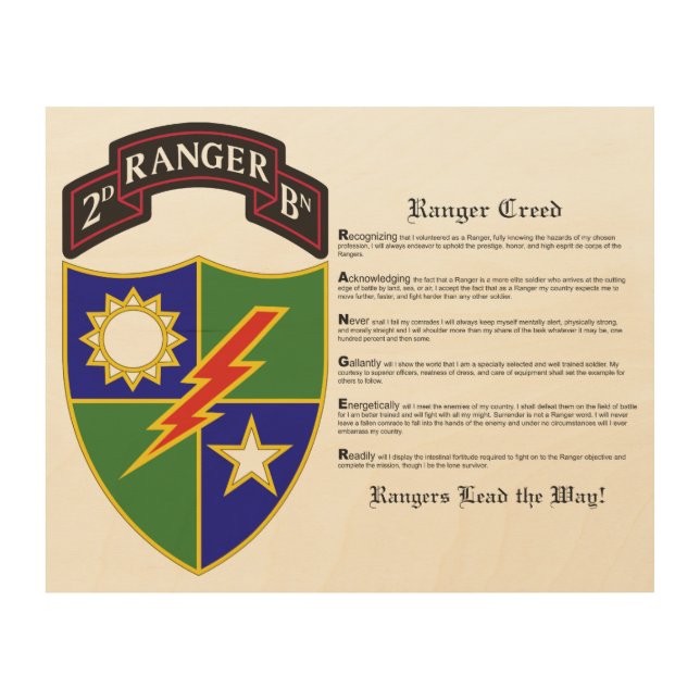 2nd Battalion - 75th Ranger Regiment Wood Wall Art (Front)