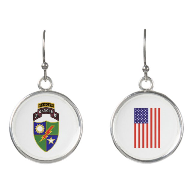 2nd Battalion - 75th Ranger w/Tab Earrings (Front)