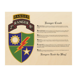 2nd Battalion - 75th Ranger w/Tab Wood Wall Art