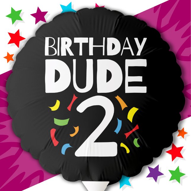 2nd Birthday 2 Year Old Boy Party Birthday Dude 2 Balloon (Creator Uploaded)