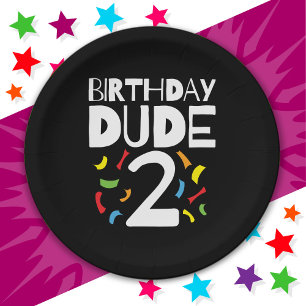 2nd Birthday 2 Year Old Boy Party Birthday Dude 2 Paper Plates