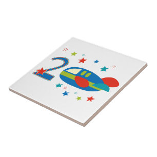 2nd Birthday Airplane Tile