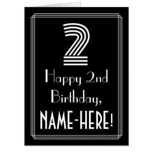 2nd Birthday — Art Deco Inspired Look “2” + Name Card