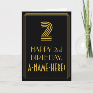 2nd Birthday: Art Deco Inspired Look "2" & Name Card
