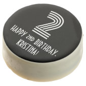 2nd Birthday - Art Deco Inspired Look "2", Name Chocolate Covered Oreo (Angled)