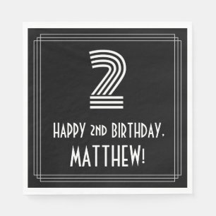 2nd Birthday: Art Deco Inspired Look "2" + Name Napkins