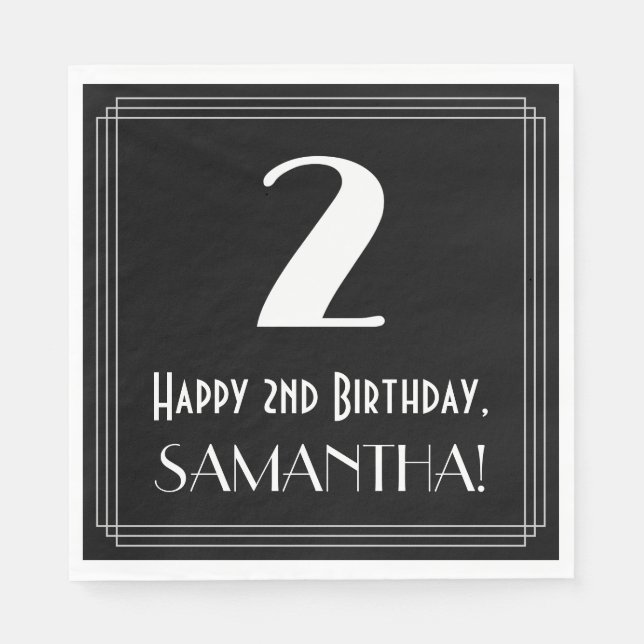 2nd Birthday ~ Art Deco Inspired Look "2", Name Napkins (Front)