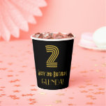 [ Thumbnail: 2nd Birthday: Art Deco Inspired Look “2” & Name Paper Cups ]