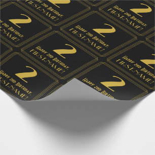 2nd Birthday ~ Art Deco Inspired Look "2", Name Wrapping Paper