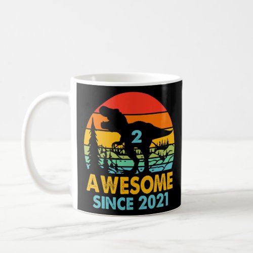 2nd Birthday  Awesome Since 2021 Dinosaur 2 Years  Coffee Mug