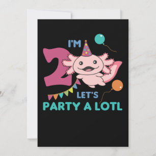 2nd Birthday Axolotl Two Year Old Sweet Axolotls C Invitation
