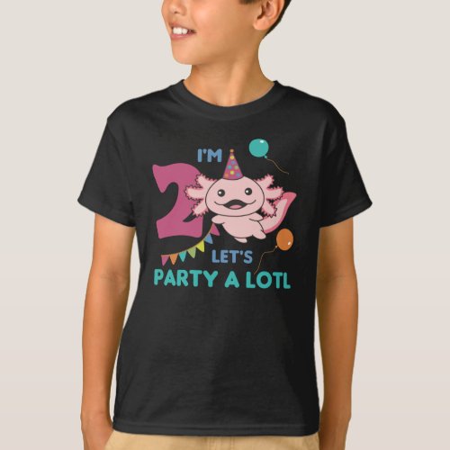 2nd Birthday Axolotl Two Year Old Sweet Axolotls T_Shirt