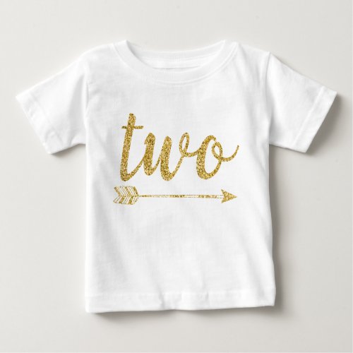 2nd Birthday Baby Glitter_Print Baby T_Shirt