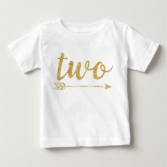 2nd Birthday Baby Glitter-Print Baby T-Shirt (Front)