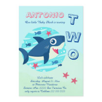 2nd birthday baby shark under the sea cute invitation
