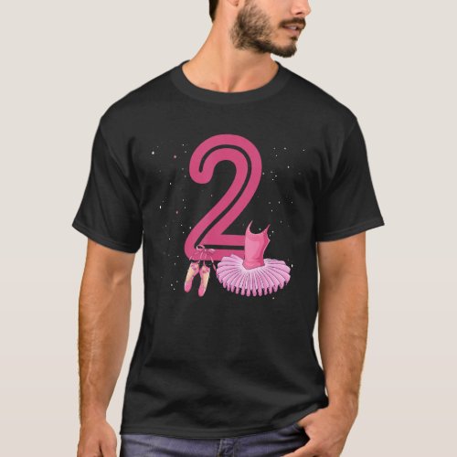 2nd Birthday  Ballet Dancer 2 Years Old Ballerina  T_Shirt