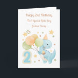 2nd Birthday Balloon Dinosaur Birthday Boy Card<br><div class="desc">This 2nd birthday card is suitable for a grandson or son. The design includes a watercolour balloon dinosaur with party hat and cupcake.</div>
