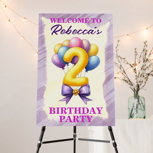 2nd Birthday Balloon Theme Foam Board (In Situ (Stand))