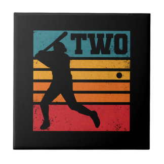 2nd Birthday Baseball Batter Ceramic Tile