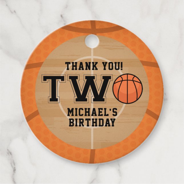 2nd Birthday, Basketball Favor Tags (Front)